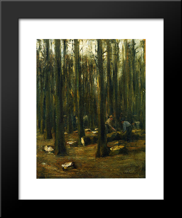 Lumberjack In The Forest 20x24 Black Modern Wood Framed Art Print Poster by Liebermann, Max