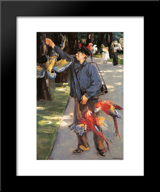 Parrot Caretaker In Artis 20x24 Black Modern Wood Framed Art Print Poster by Liebermann, Max