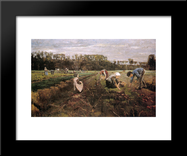 Potato Gatherers 20x24 Black Modern Wood Framed Art Print Poster by Liebermann, Max