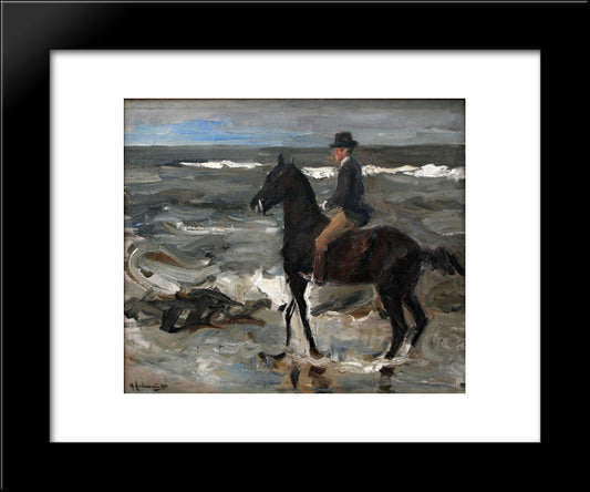 Rider On The Beach 20x24 Black Modern Wood Framed Art Print Poster by Liebermann, Max