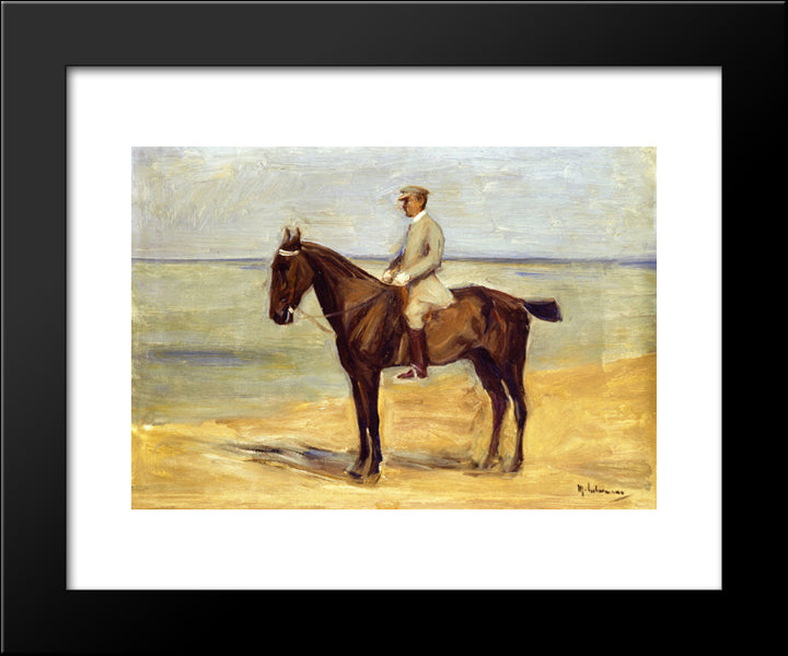 Rider On The Beach Facing Left 20x24 Black Modern Wood Framed Art Print Poster by Liebermann, Max