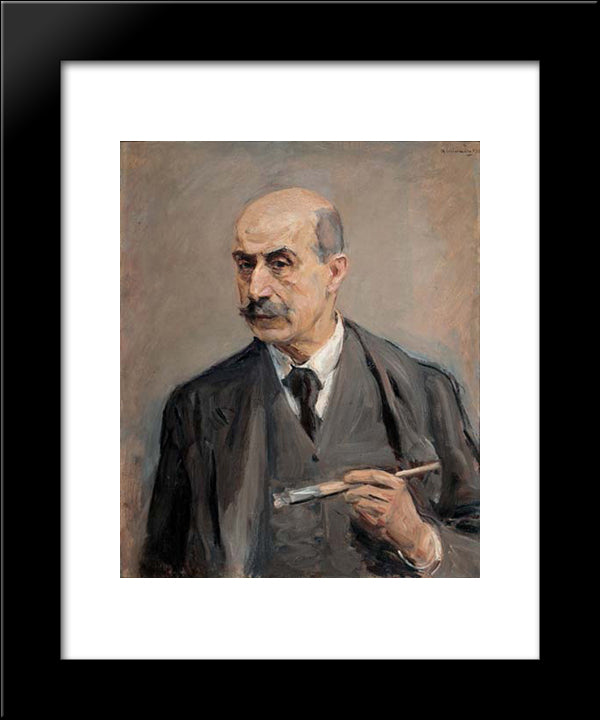 Self-Portrait With Brush 20x24 Black Modern Wood Framed Art Print Poster by Liebermann, Max