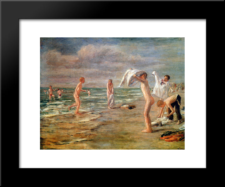 Swimming Boys 20x24 Black Modern Wood Framed Art Print Poster by Liebermann, Max