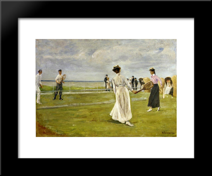 Tennis Game By The Sea 20x24 Black Modern Wood Framed Art Print Poster by Liebermann, Max