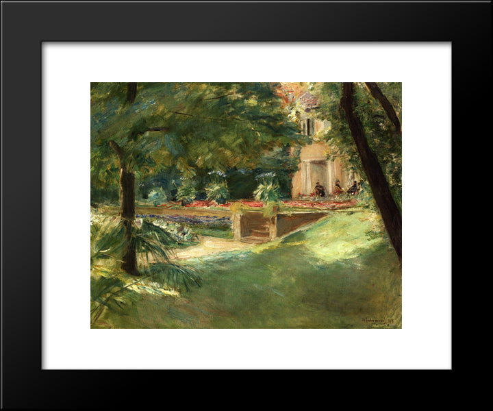 Terrace Overlooking The Flower Garden In Wannsee 20x24 Black Modern Wood Framed Art Print Poster by Liebermann, Max