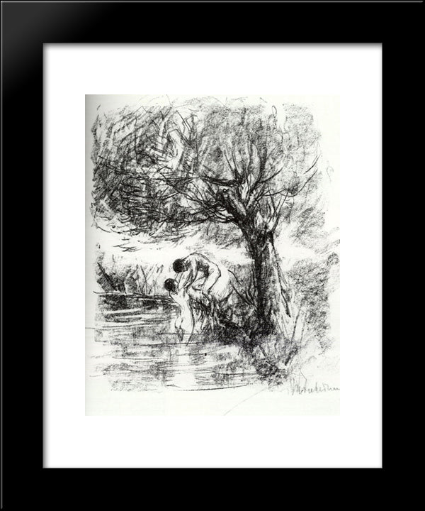 The Fisherman 20x24 Black Modern Wood Framed Art Print Poster by Liebermann, Max