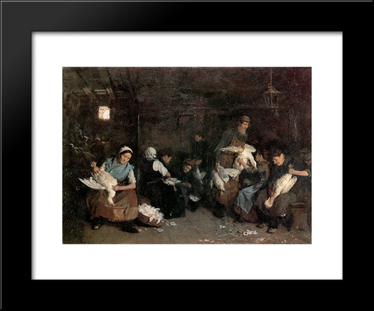 Women Plucking Geese 20x24 Black Modern Wood Framed Art Print Poster by Liebermann, Max