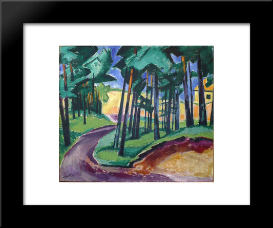 A Yellow House 20x24 Black Modern Wood Framed Art Print Poster by Pechstein, Max