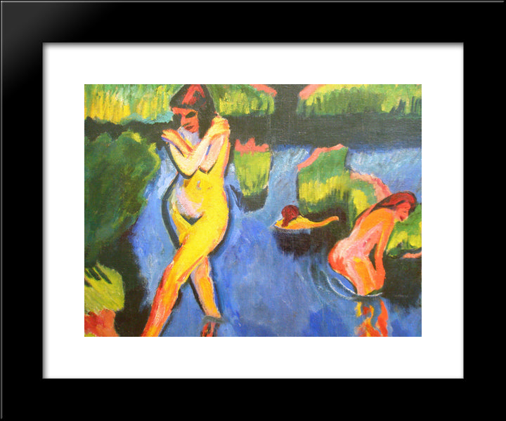Bank Of A Lake 20x24 Black Modern Wood Framed Art Print Poster by Pechstein, Max