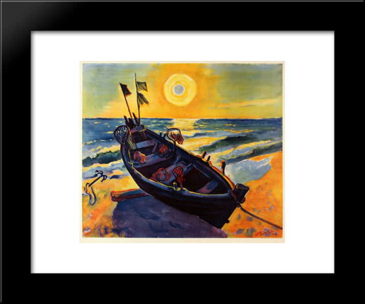 Boat At Sunrise 20x24 Black Modern Wood Framed Art Print Poster by Pechstein, Max