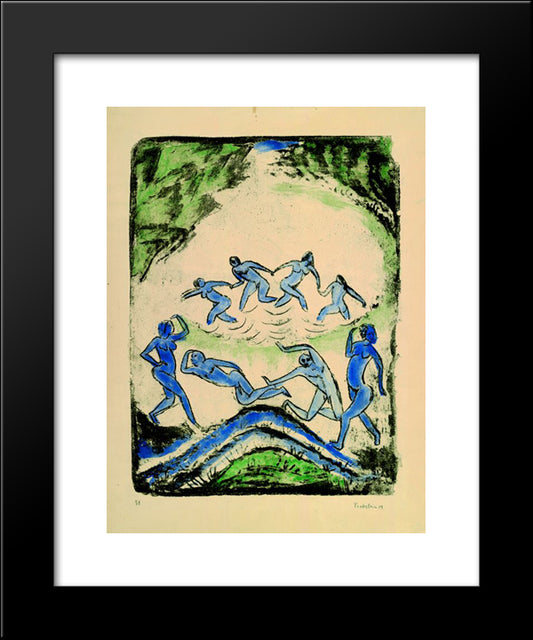 Der Tanz (Tanzende Und Badende Am Waldteich) 20x24 Black Modern Wood Framed Art Print Poster by Pechstein, Max