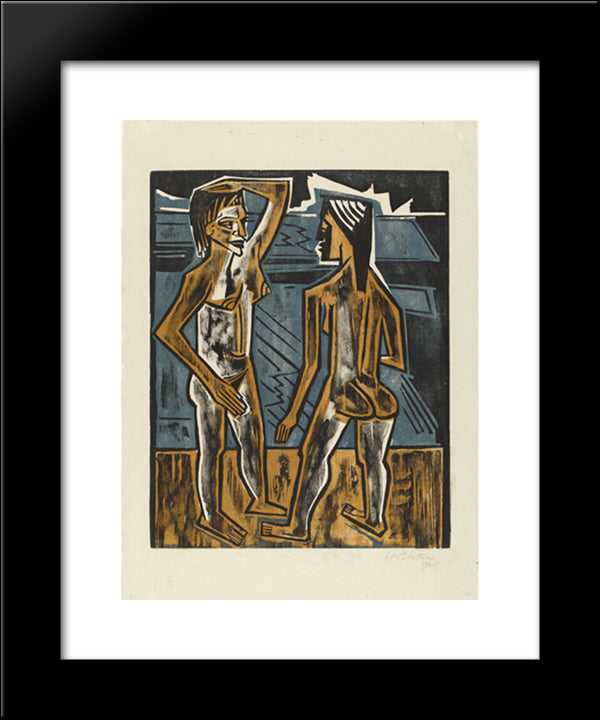 Dialogue 20x24 Black Modern Wood Framed Art Print Poster by Pechstein, Max