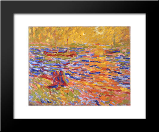 Flusslandschaft 20x24 Black Modern Wood Framed Art Print Poster by Pechstein, Max
