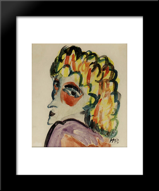 Fraukopf 20x24 Black Modern Wood Framed Art Print Poster by Pechstein, Max