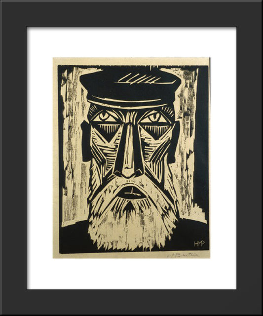 Head Of A Fisherman 20x24 Black Modern Wood Framed Art Print Poster by Pechstein, Max