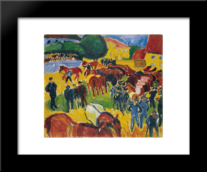 Horse Fair 20x24 Black Modern Wood Framed Art Print Poster by Pechstein, Max