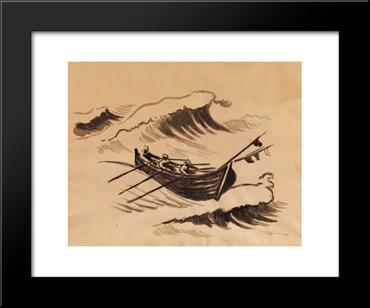 In Der Brandungswelle 20x24 Black Modern Wood Framed Art Print Poster by Pechstein, Max