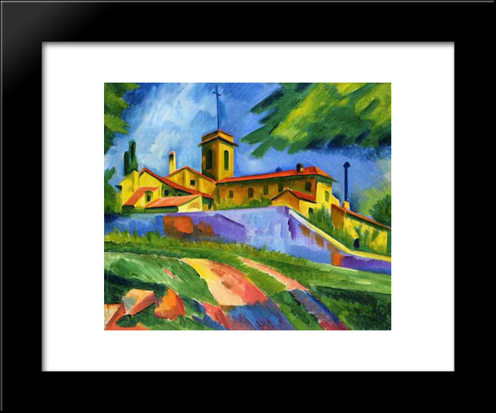 Italian Church - Convent Of San Gimignano 20x24 Black Modern Wood Framed Art Print Poster by Pechstein, Max