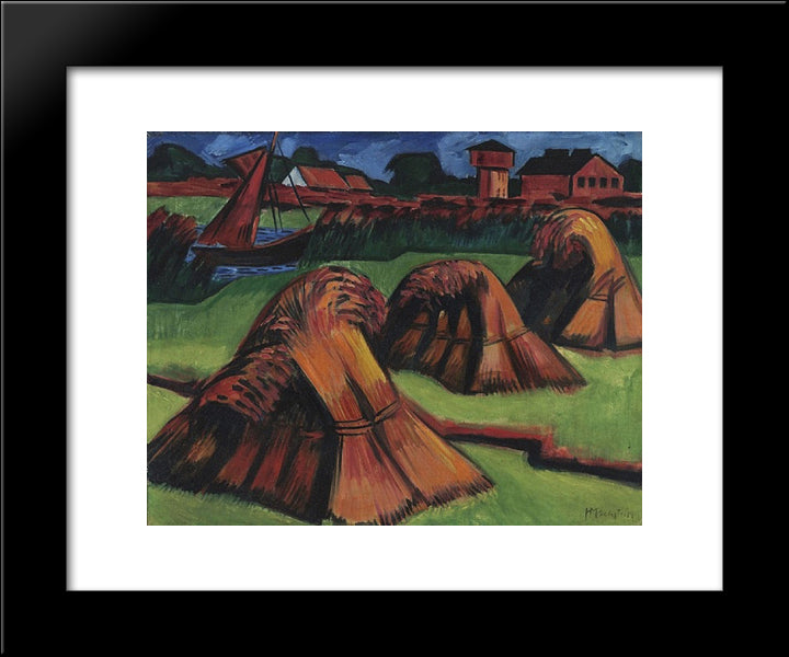 Kornpuppen 20x24 Black Modern Wood Framed Art Print Poster by Pechstein, Max