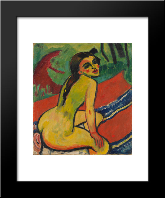 Madchen. Sitzender Weiblicher Akt 20x24 Black Modern Wood Framed Art Print Poster by Pechstein, Max