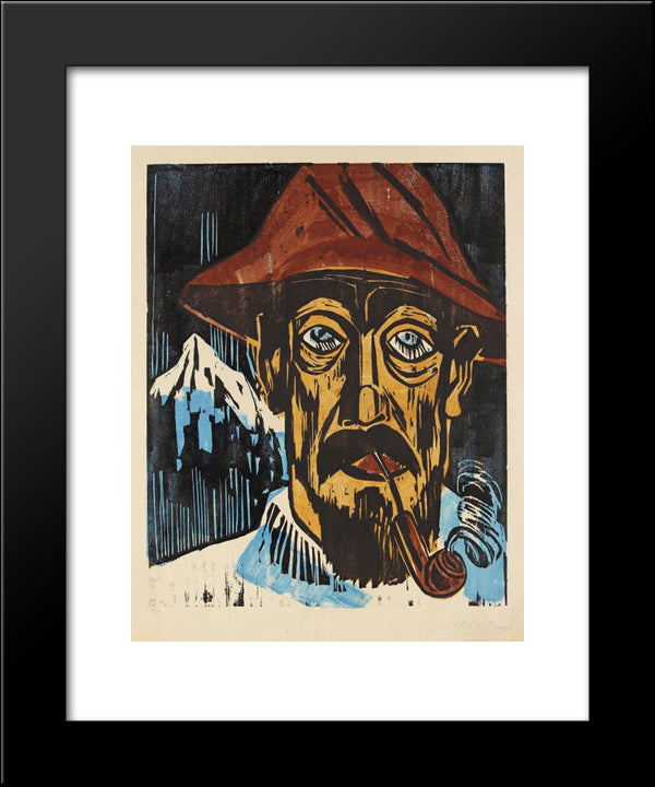 Rauchender Schweizer 20x24 Black Modern Wood Framed Art Print Poster by Pechstein, Max