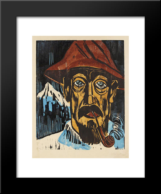 Rauchender Schweizer 20x24 Black Modern Wood Framed Art Print Poster by Pechstein, Max