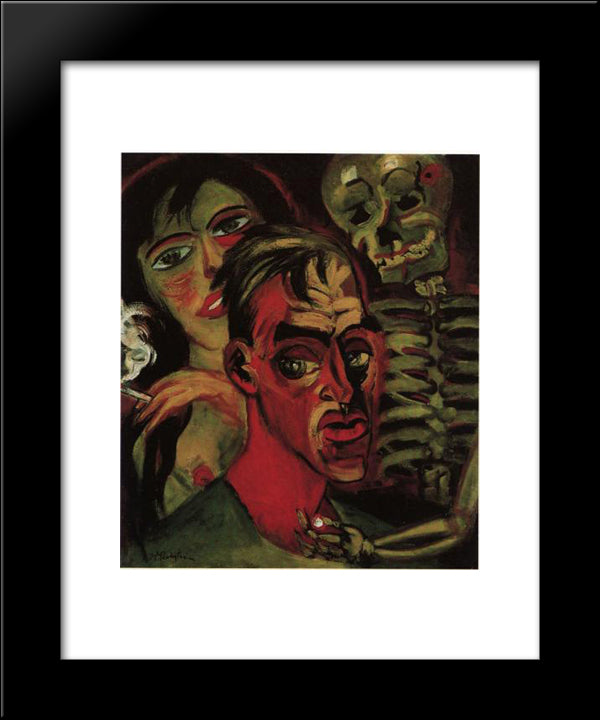 Self - Portrait With Death 20x24 Black Modern Wood Framed Art Print Poster by Pechstein, Max
