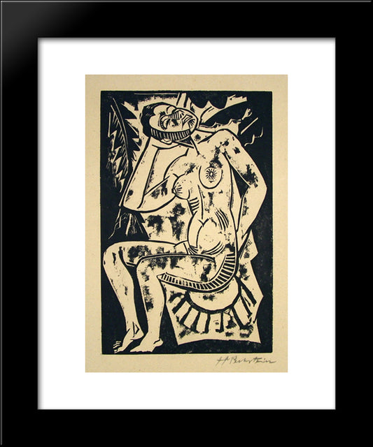 Sitzander Akt (Nude Sitting) 20x24 Black Modern Wood Framed Art Print Poster by Pechstein, Max