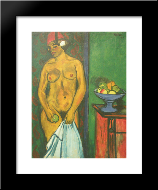 The Red Turban 20x24 Black Modern Wood Framed Art Print Poster by Pechstein, Max