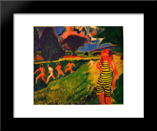 The Yellow And Black Jersey 20x24 Black Modern Wood Framed Art Print Poster by Pechstein, Max