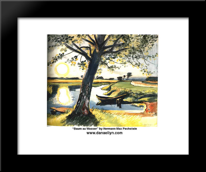 Tree At The Water 20x24 Black Modern Wood Framed Art Print Poster by Pechstein, Max