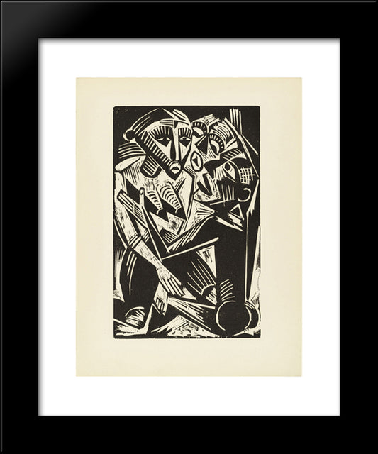 Woman Desired By Man 20x24 Black Modern Wood Framed Art Print Poster by Pechstein, Max