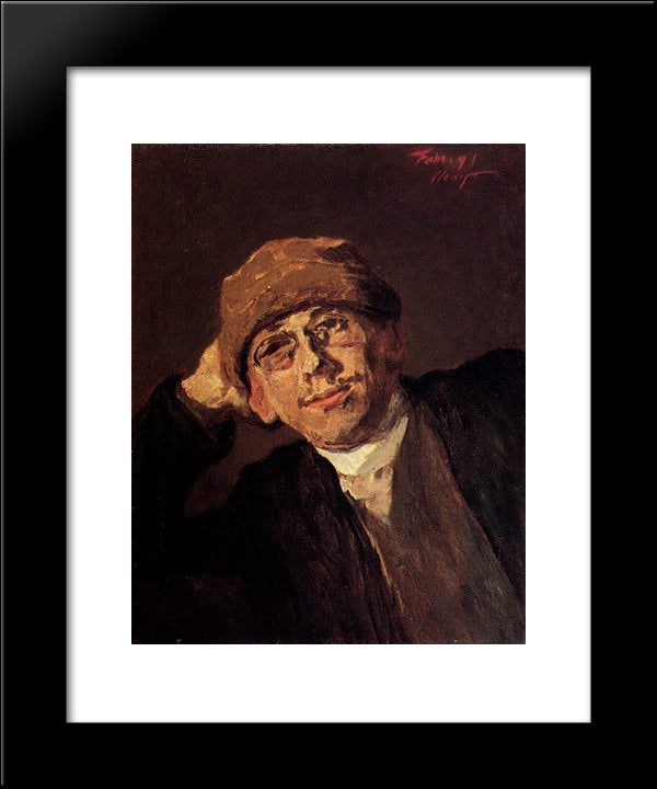 A Portrait Of The Artist 20x24 Black Modern Wood Framed Art Print Poster by Slevogt, Max