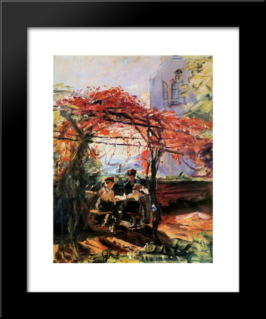 Artist'S Children In Garden 20x24 Black Modern Wood Framed Art Print Poster by Slevogt, Max