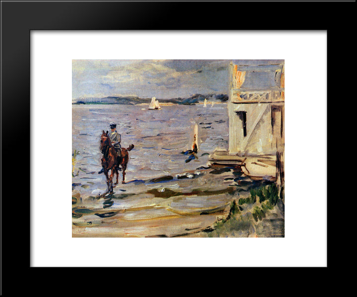 Bathing House Havel 20x24 Black Modern Wood Framed Art Print Poster by Slevogt, Max