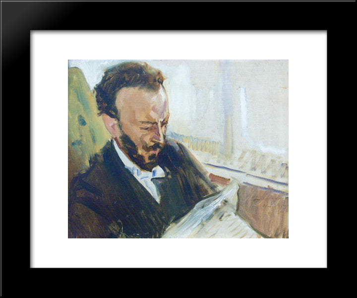 Francisco D'Andrade, Reading A Newspaper 20x24 Black Modern Wood Framed Art Print Poster by Slevogt, Max