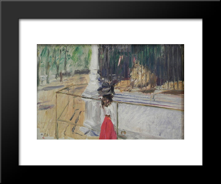 Girl In Front Of The Lion Cage 20x24 Black Modern Wood Framed Art Print Poster by Slevogt, Max