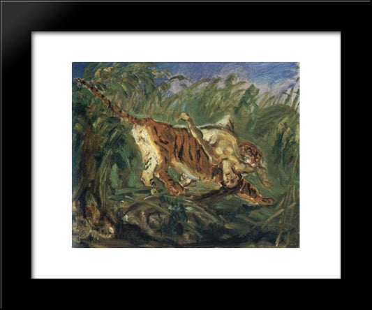 Tiger In The Jungle 20x24 Black Modern Wood Framed Art Print Poster by Slevogt, Max