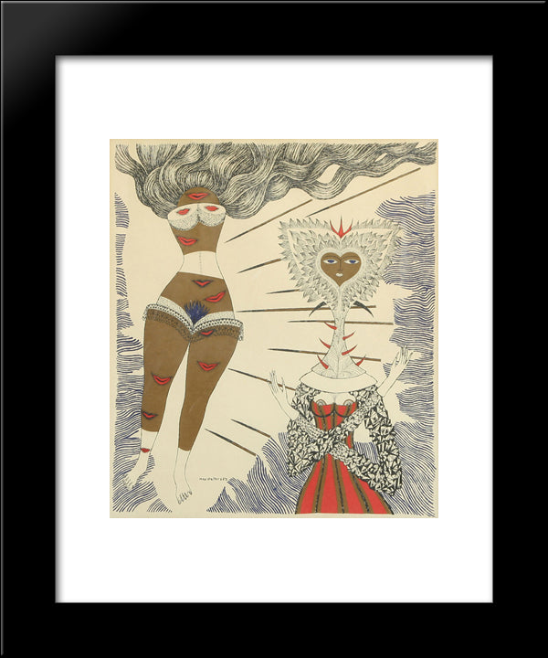 Kvinnogestalter 20x24 Black Modern Wood Framed Art Print Poster by Svanberg, Max Walter