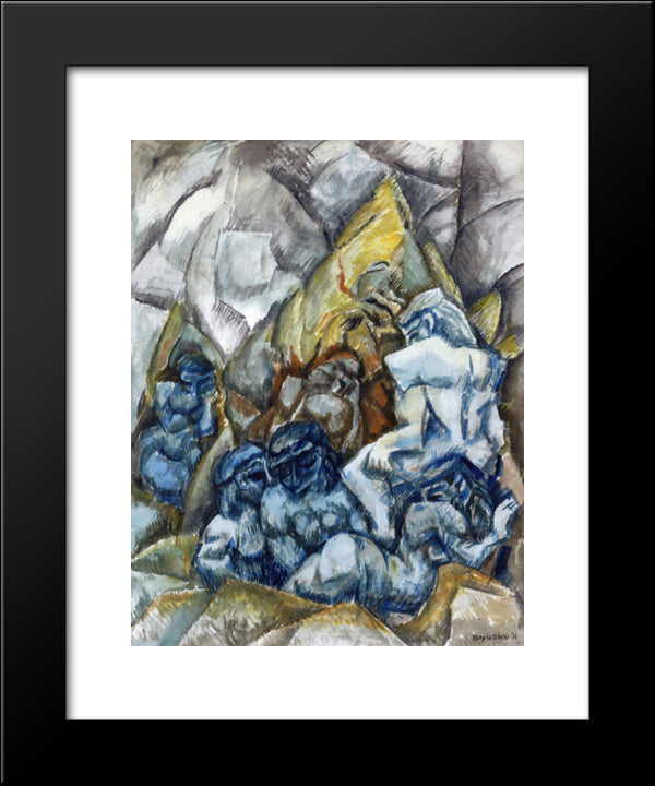 Figures In A Landscape 20x24 Black Modern Wood Framed Art Print Poster by Weber, Max
