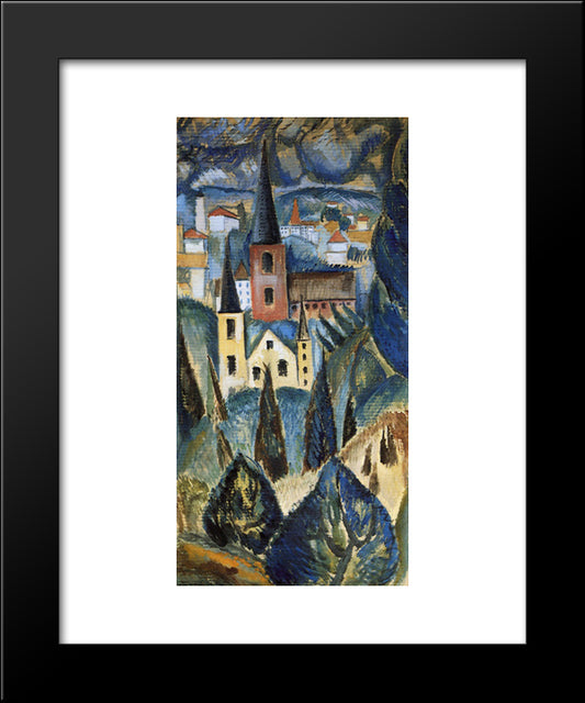 Landscape With Church Spires And Trees 20x24 Black Modern Wood Framed Art Print Poster by Weber, Max