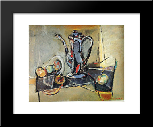 Still Life With Apples 20x24 Black Modern Wood Framed Art Print Poster by Weber, Max