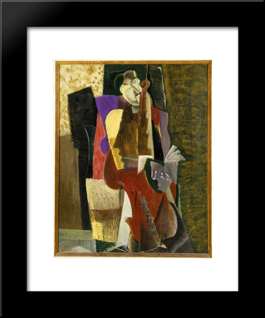 The Cellist 20x24 Black Modern Wood Framed Art Print Poster by Weber, Max