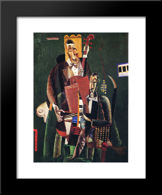 The Two Musicians 20x24 Black Modern Wood Framed Art Print Poster by Weber, Max