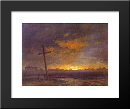 Landscape With A Cross. Lithuania 20x24 Black Modern Wood Framed Art Print Poster by Vorobiev, Maxim