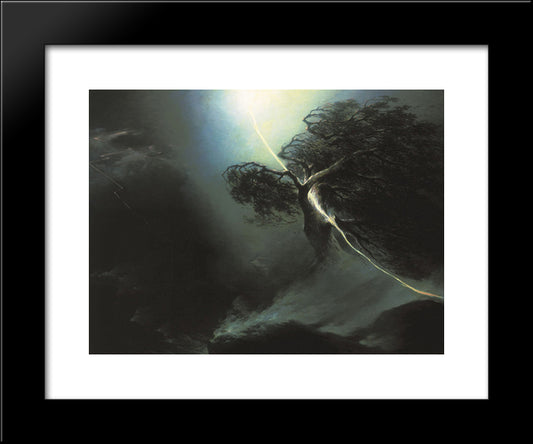 Oak Fractured By A Lightning. Allegory On The Artist'S Wife Death 20x24 Black Modern Wood Framed Art Print Poster by Vorobiev, Maxim