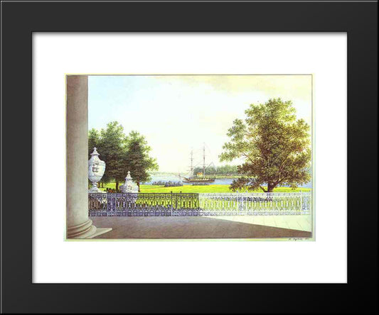 View From The Terrace Of The Elagin Palace 20x24 Black Modern Wood Framed Art Print Poster by Vorobiev, Maxim