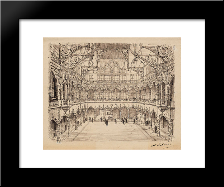 Innenansicht Der Borse (Handelsbeurs) Von Antwerpen 20x24 Black Modern Wood Framed Art Print Poster by Lalanne, Maxime