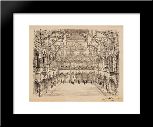 Innenansicht Der Borse (Handelsbeurs) Von Antwerpen 20x24 Black Modern Wood Framed Art Print Poster by Lalanne, Maxime