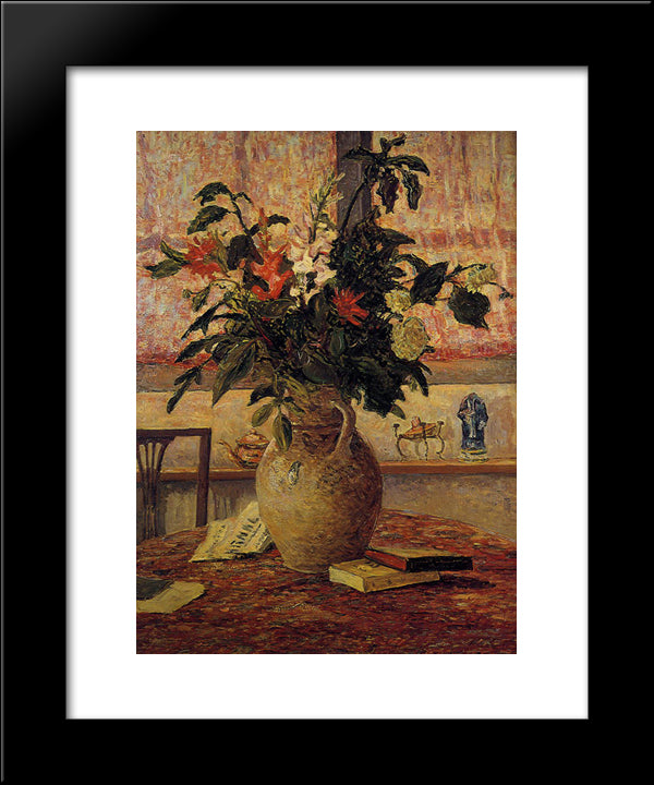 A Bouquet Of Flowers In Front Of A Window 20x24 Black Modern Wood Framed Art Print Poster by Maufra, Maxime